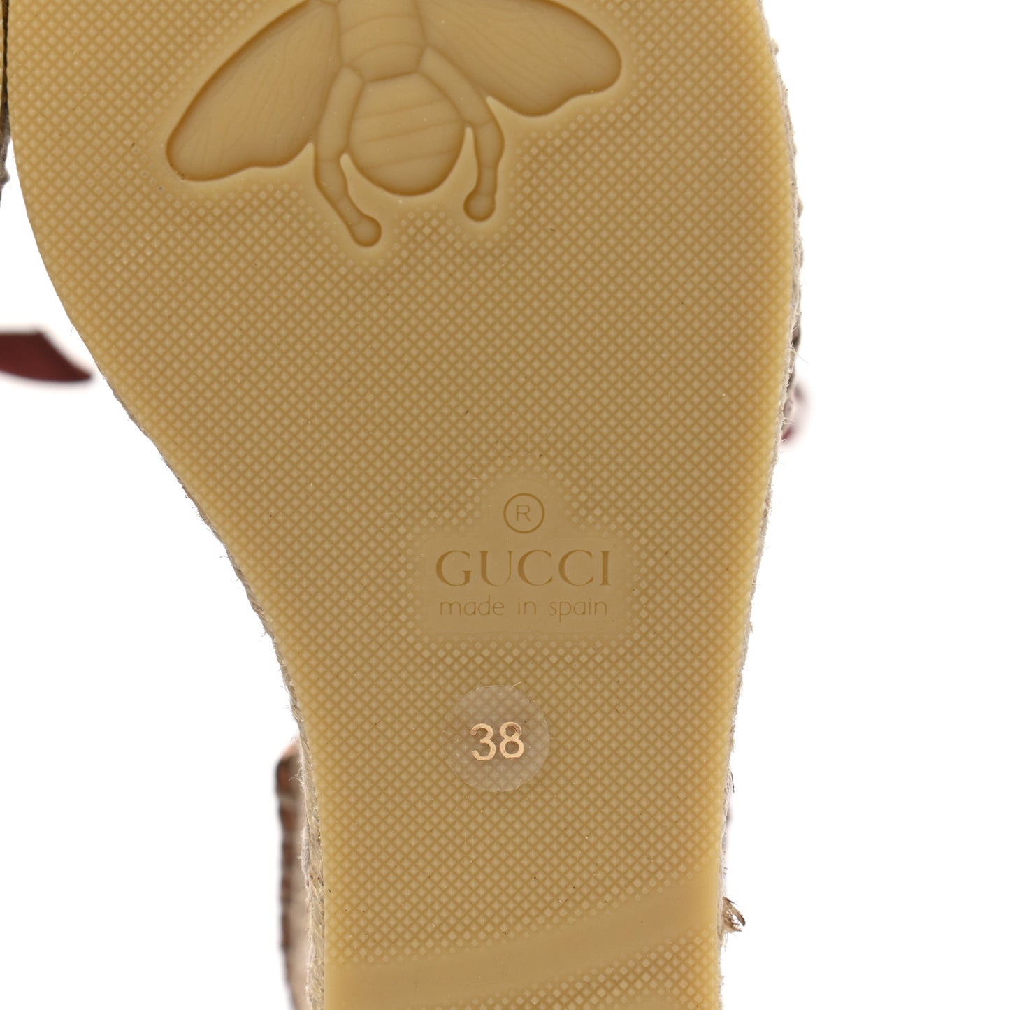 Lame GG Monogram Ankle Wrap Platform Espadrille Wedges 38 Beige Brown
