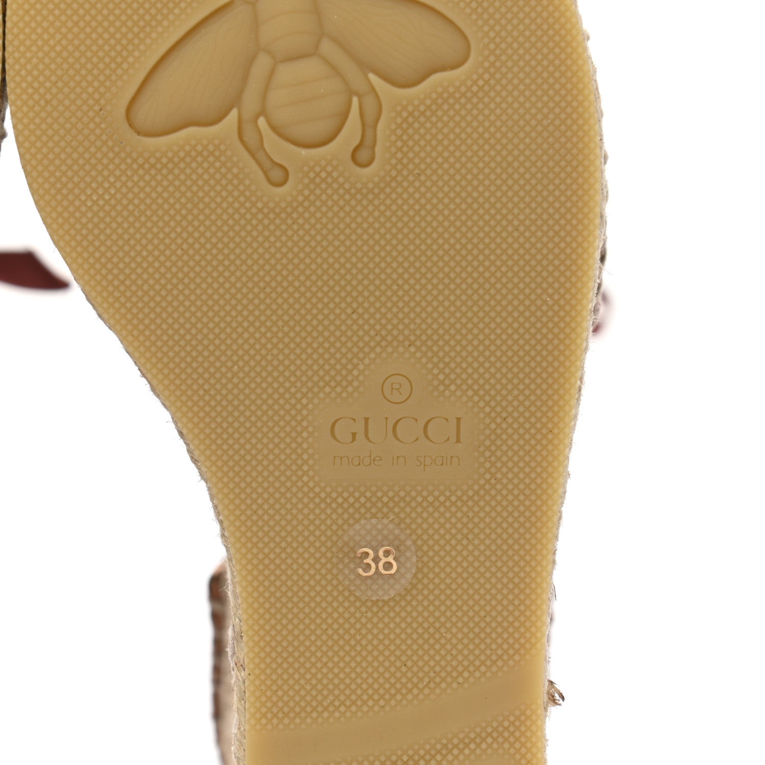 Gucci Lame GG Monogram Ankle Wrap Platform Espadrille Wedges 38 Beige Brown 6 of 10