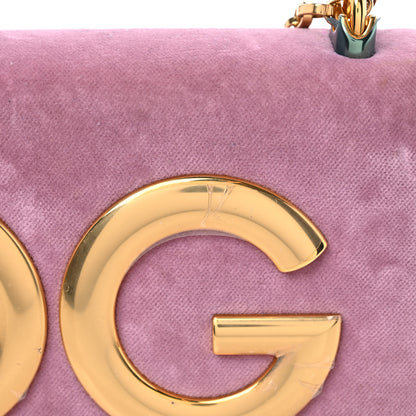 Dolce & Gabbana Velvet Lizard Calfskin Embossed DG Shoulder Bag Pink 12 of 12