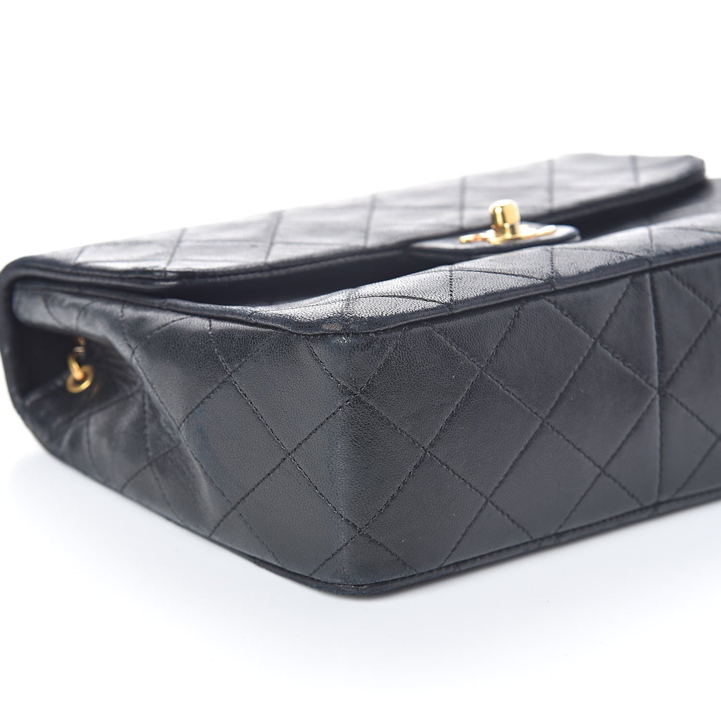 Lambskin Quilted Mini Square Flap Bag Black