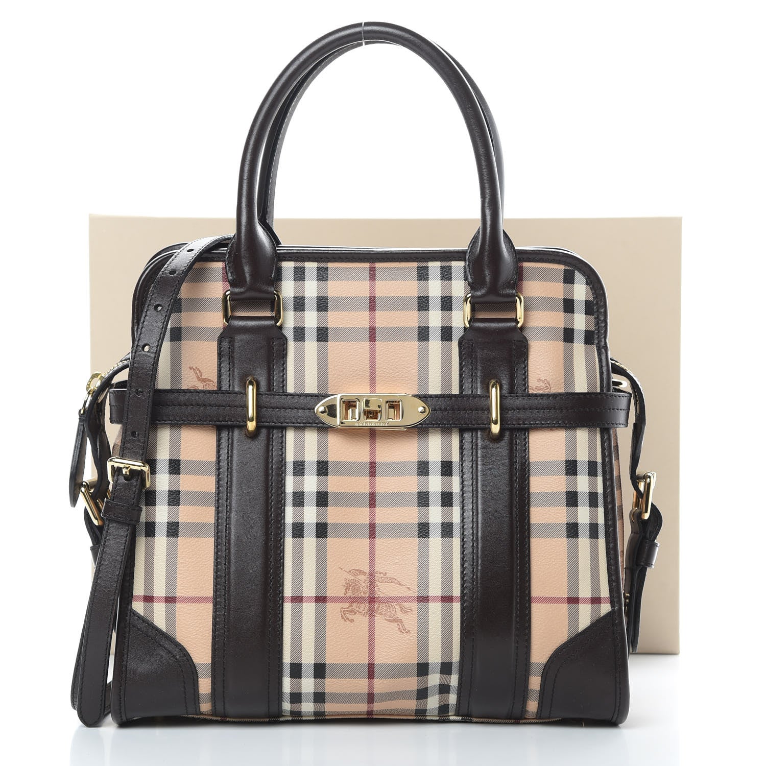 Burberry Haymarket Check Minford Portrait Tote Chocolate 15 of 15