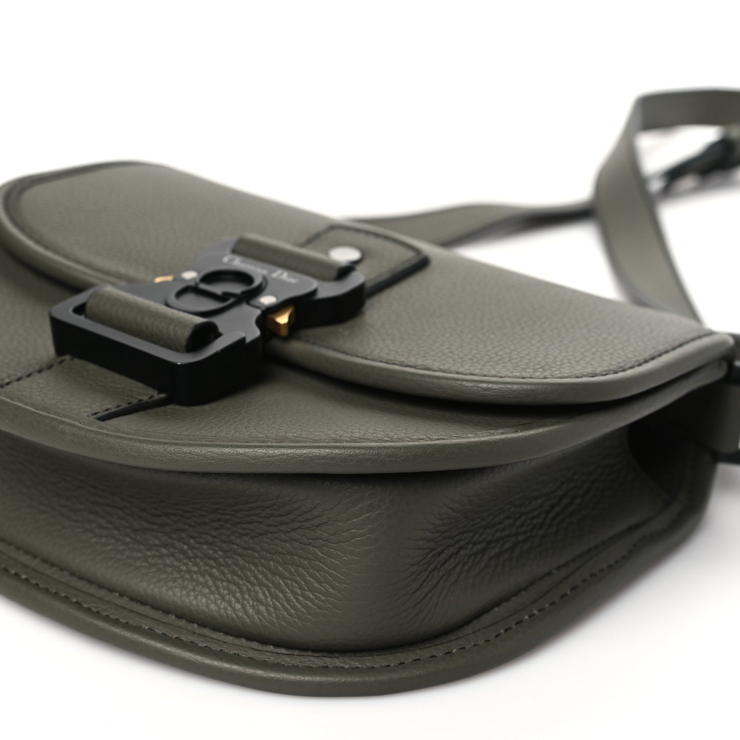 Grained Calfskin Mini Gallop Bag With Strap Green