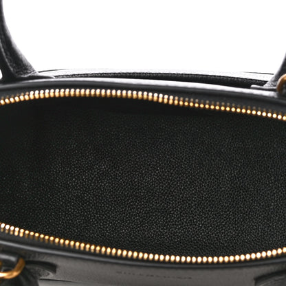 Balenciaga Grained Calfskin Logo S Ville Top Handle Bag Black White 4 of 4