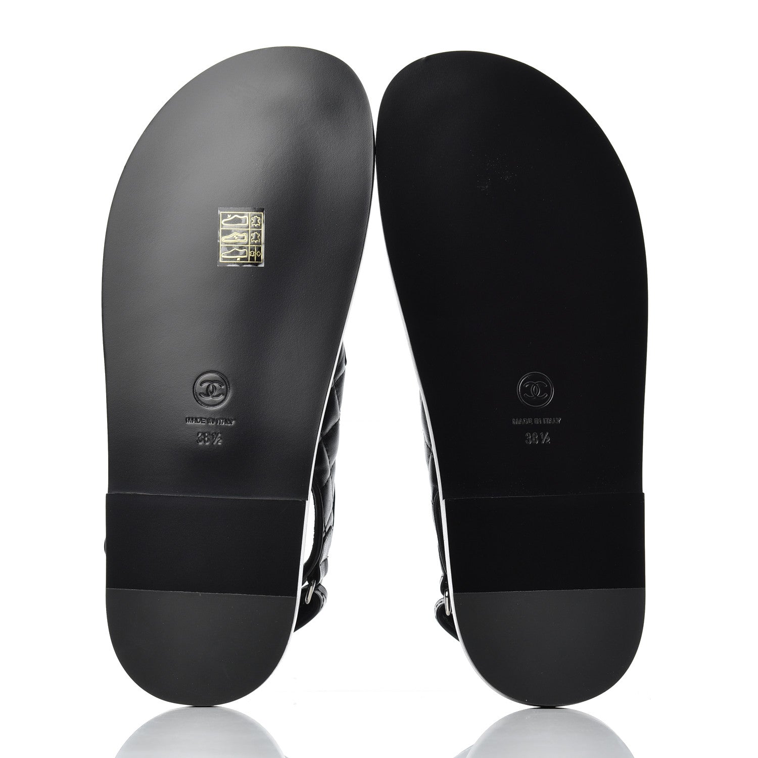 Chanel Lambskin Quilted Velcro Dad Sandals 38.5 Black 5 of 9