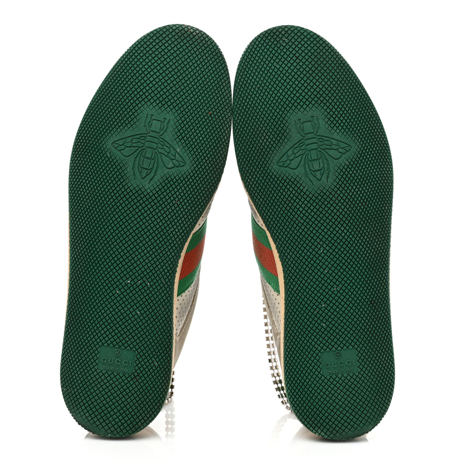 Gucci Nubuck Calfskin Web Removable Crystals Screener Sneakers 40 Dusty Milk New Mystic White 6 of 15
