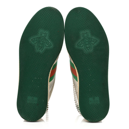 Gucci Nubuck Calfskin Web Removable Crystals Screener Sneakers 40 Dusty Milk New Mystic White 6 of 15