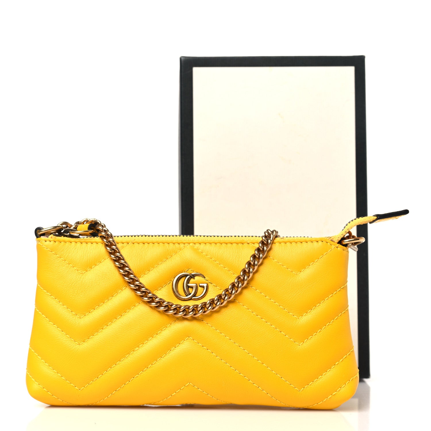 Gucci Calfskin Matelasse Mini GG Marmont Chain Bag Stone Topaz 11 of 11