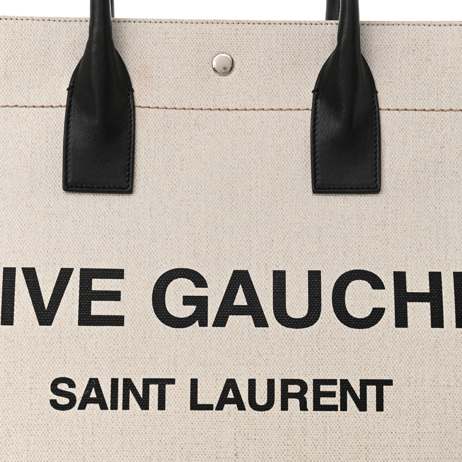 Saint Laurent Linen Calfskin Rive Gauche Tote Optic White 8 of 14