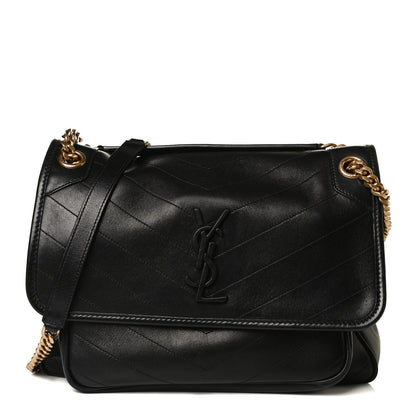 Saint Laurent Lambskin Matelasse Monogram Medium Niki Chain Satchel Black 1 of 33