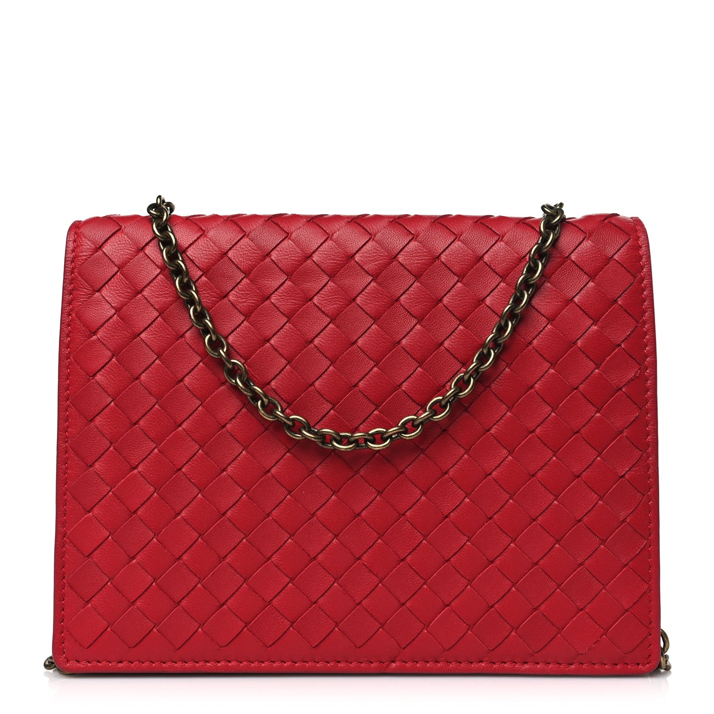 Nappa Intrecciato Chain Wallet China Red