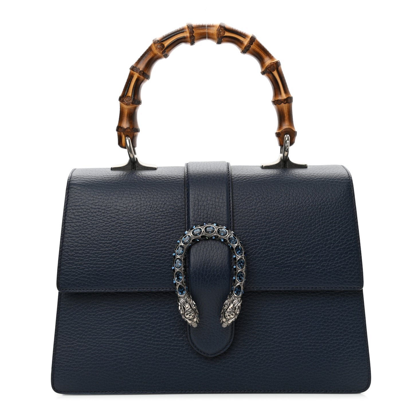 Dollar Calfskin Crystal Web Medium Dionysus Bamboo Top Handle Bag Blue Agata Montana Sapphire