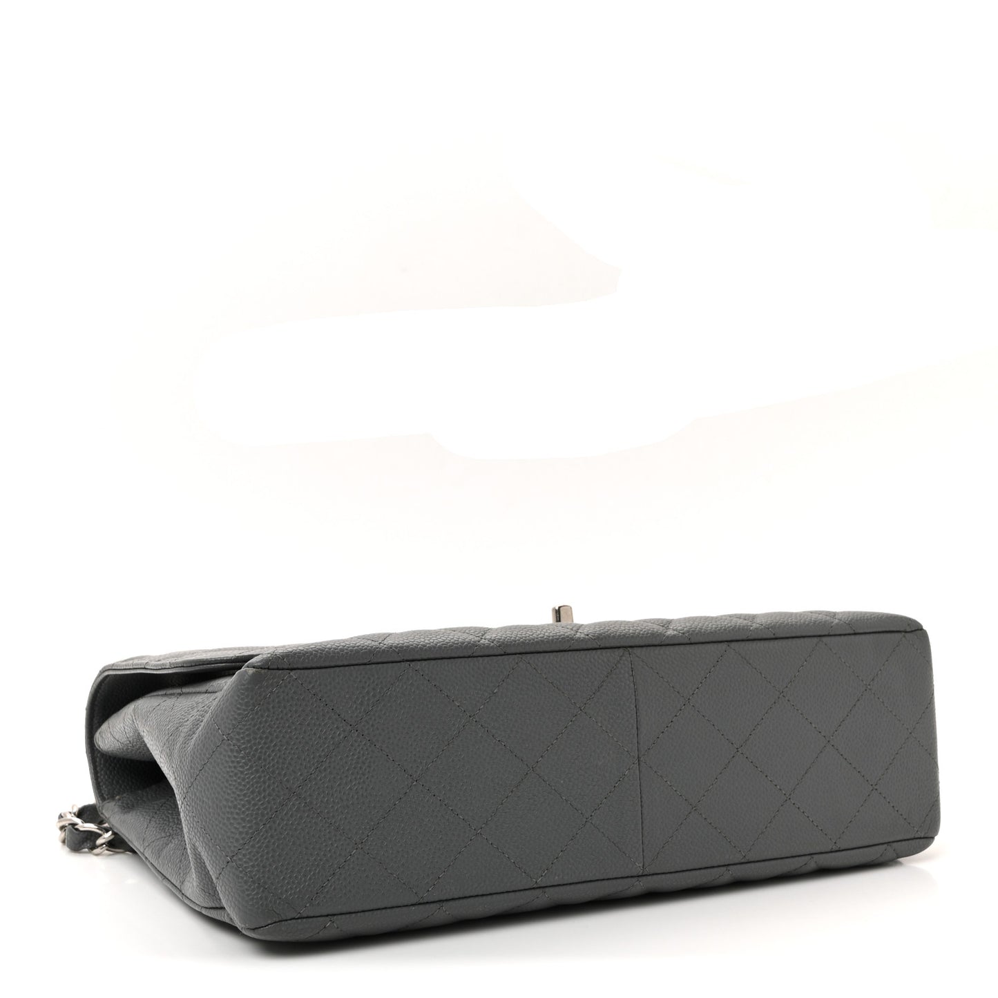 Caviar Quilted Jumbo Single Flap Grey