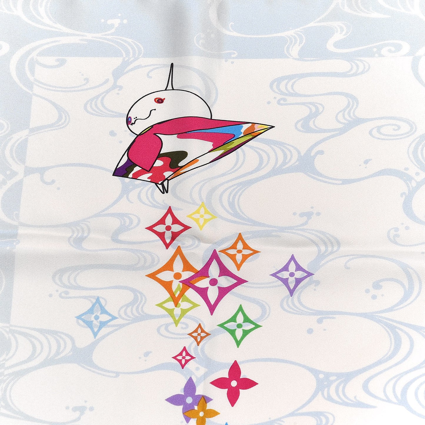Silk Murakami Multicolor Panda Waves Scarf