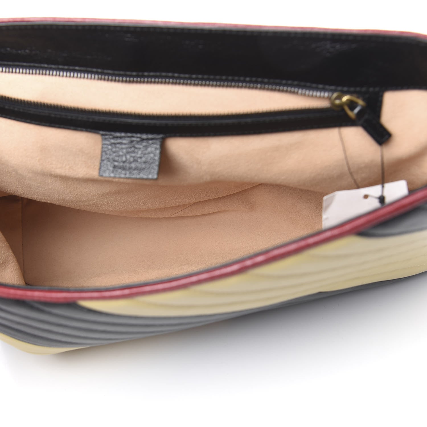 Gucci Azalea Calfskin Matelasse Diagonal Patchwork Large Torchon GG Marmont Shoulder Bag Black Beige Romantic Cerise 5 of 10