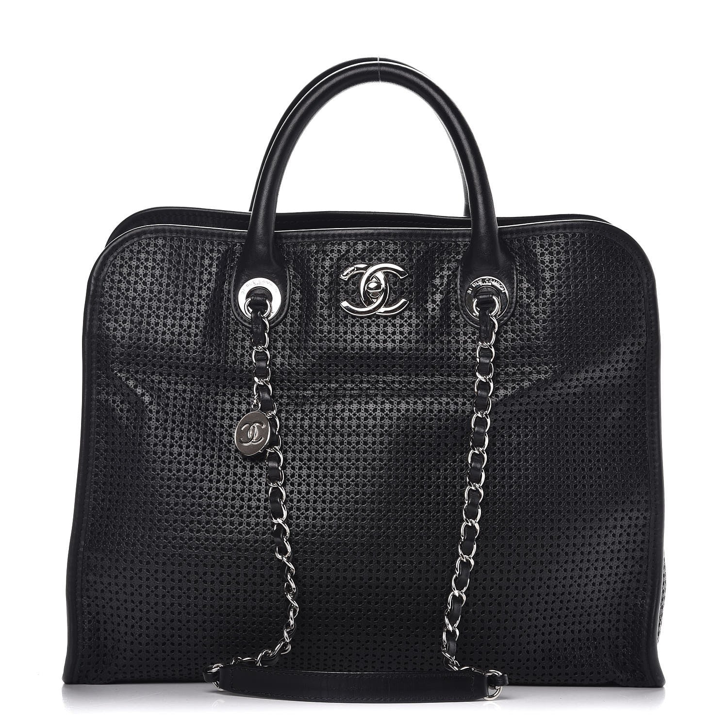 Chanel Calfskin Perforated Up In The Air Tote Black 1 of 11
