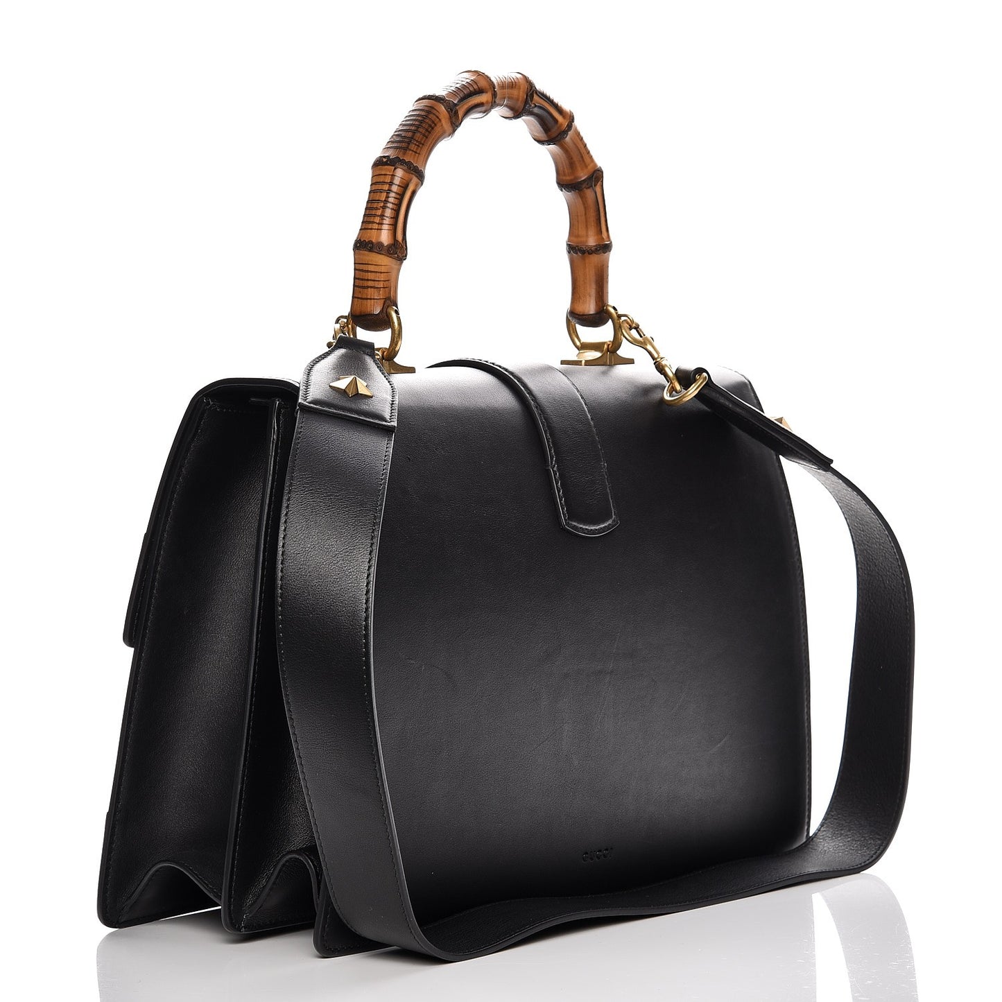 Calfskin Bamboo Web Large Dionysus Top Handle Bag Black Bright Evergreen Hibiscus Red