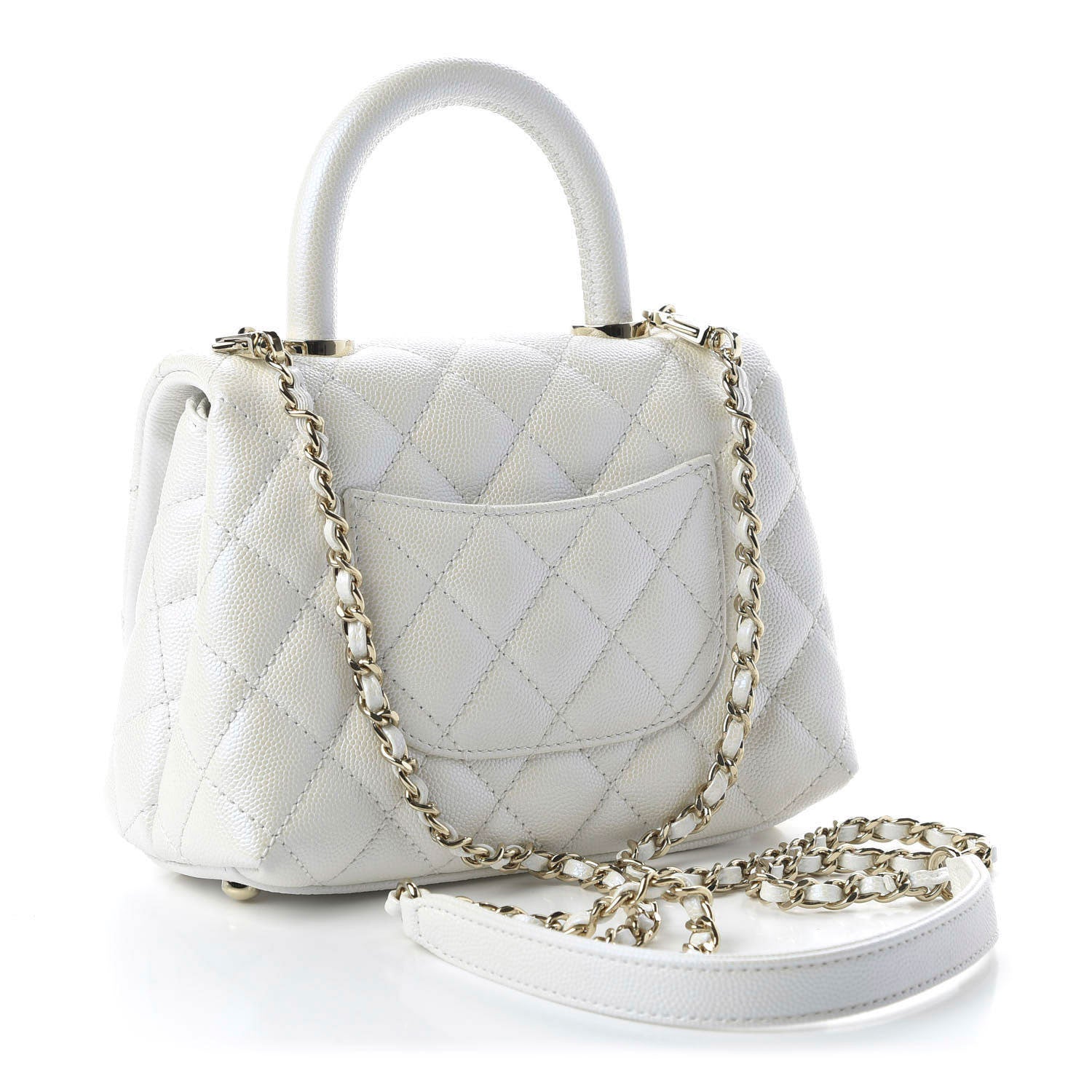Chanel Iridescent Caviar Quilted Extra Mini Coco Handle Flap Ivory 3 of 11