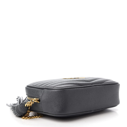 Saint Laurent Grain De Poudre Matelasse Monogram Mini Lou Camera Bag Dark Smog 4 of 11