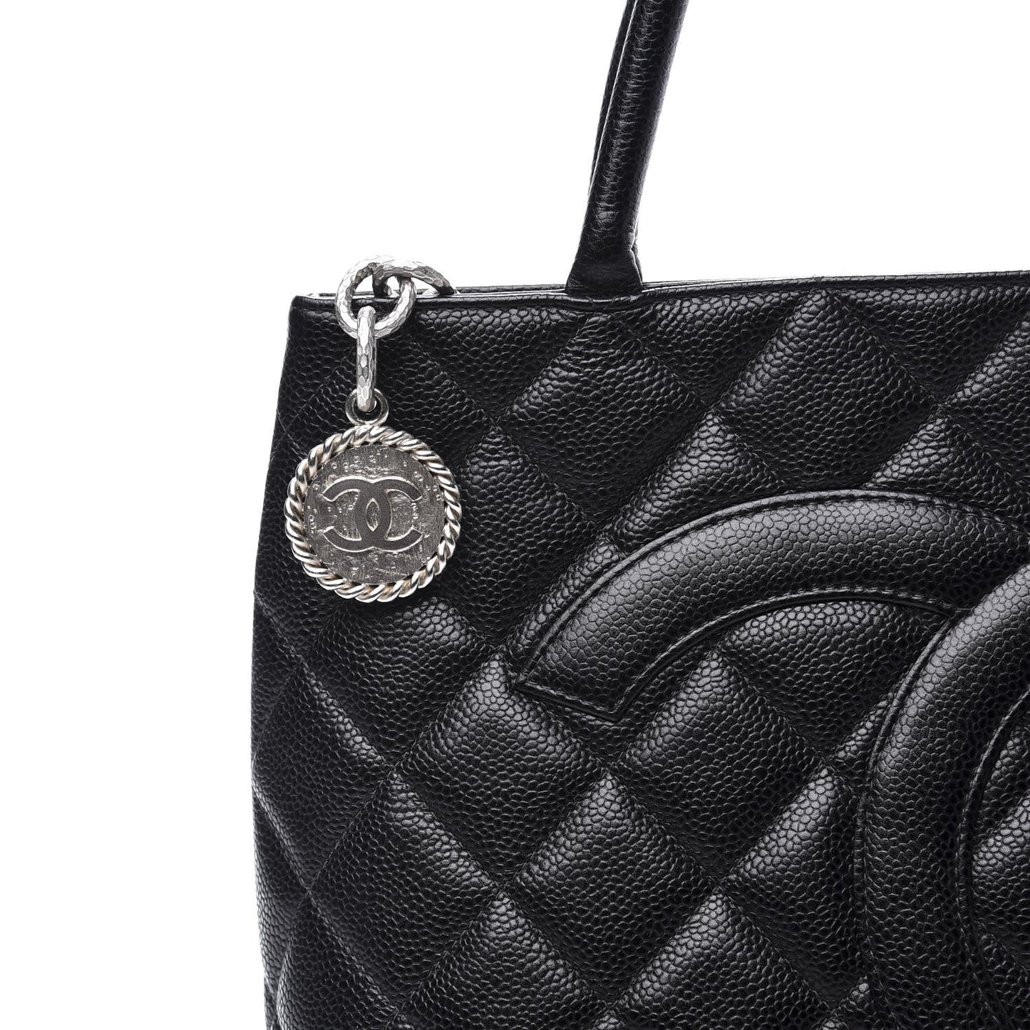 Caviar Quilted Medallion Tote Black