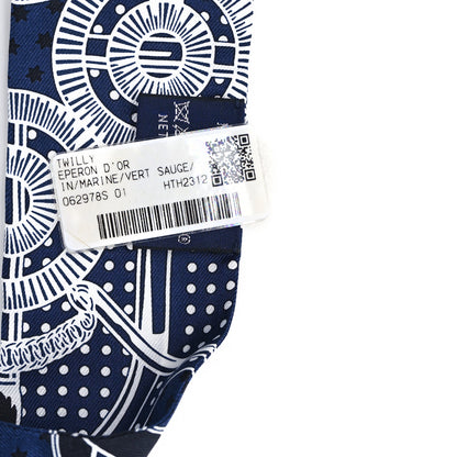 Hermes Silk Eperon d'Or Cut Twilly Marine Vert Sauge 3 of 3