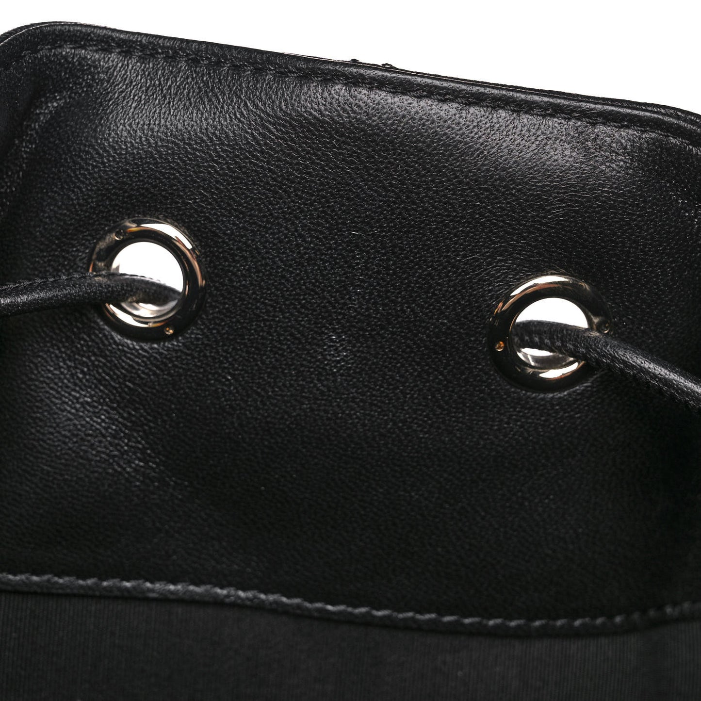 Lambskin Quilted Drawstring Backpack Black