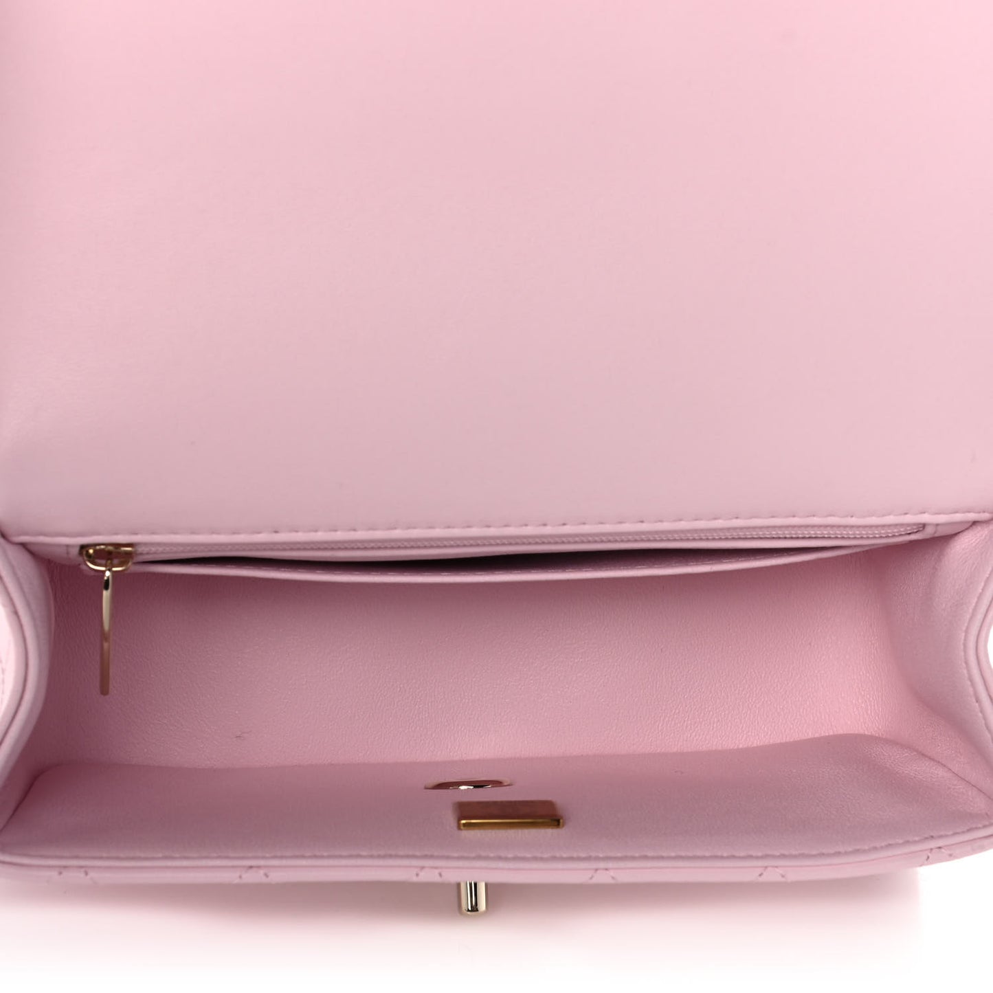 Lambskin Quilted Mini Top Handle Rectangular Flap Light Pink
