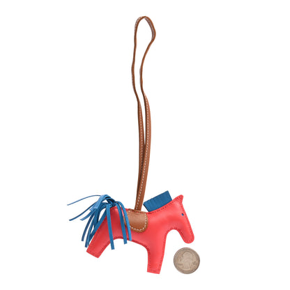 Hermes Milo Lambskin Grigri Rodeo Horse Bag Charm PM Rose Texas Bleu Zanzibar Gold 2 of 4