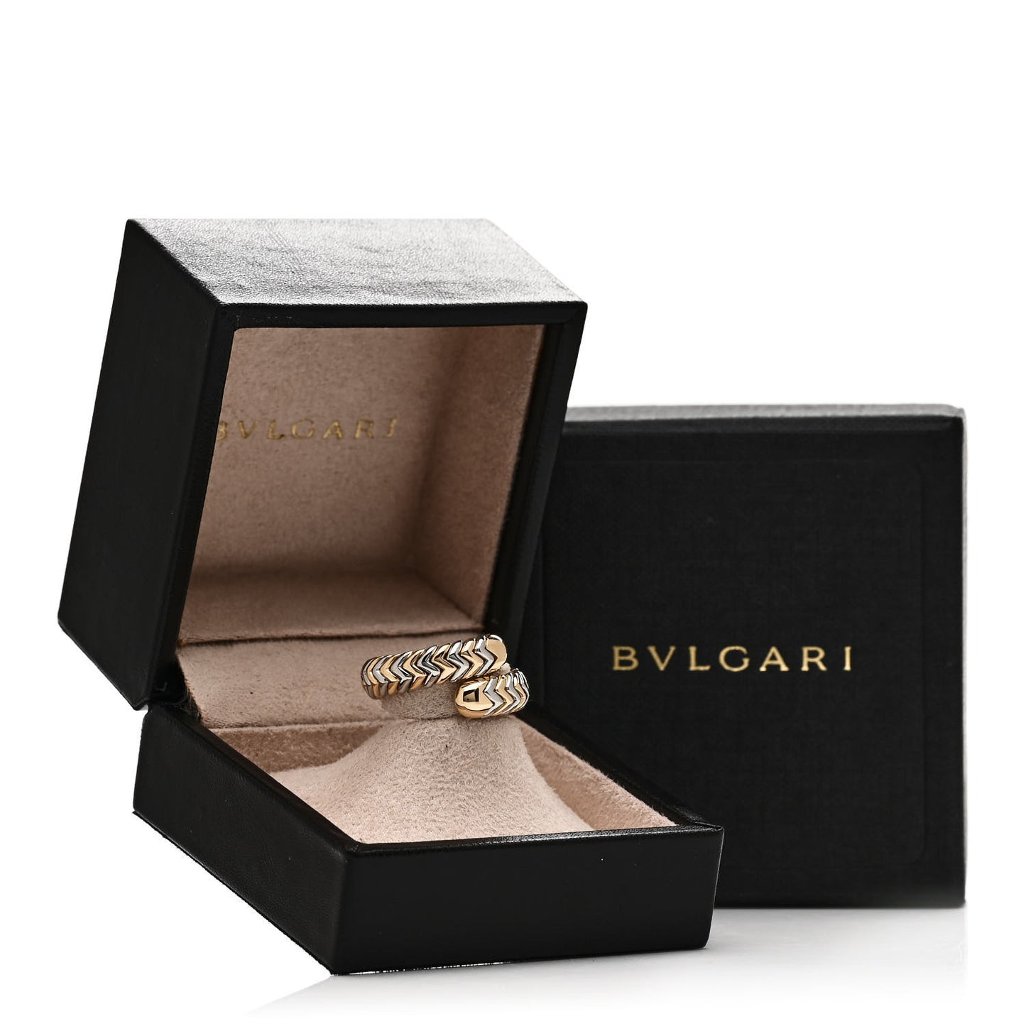 18K Yellow Gold Stainless Steel Spiga Tubogas Ring 54 6.75