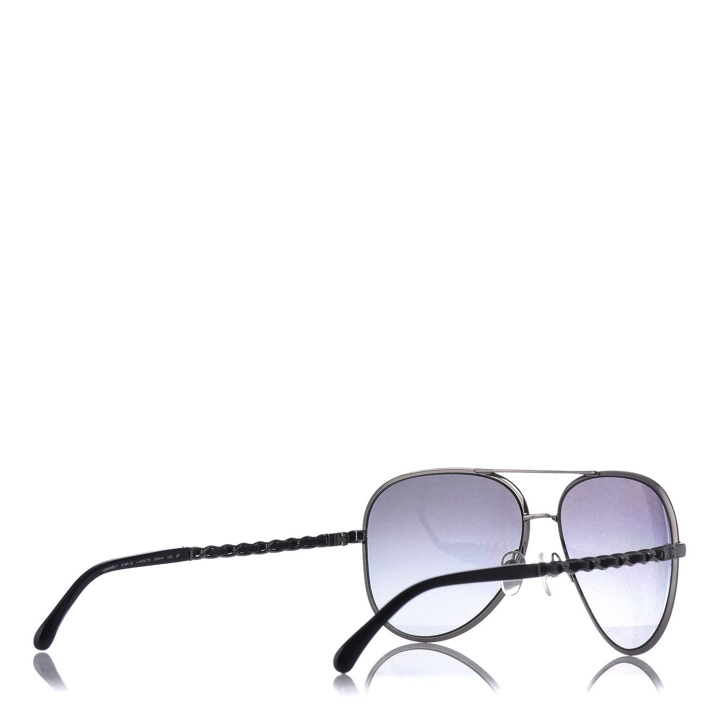 Lambskin Aviator Chain Sunglasses 4194-Q Black