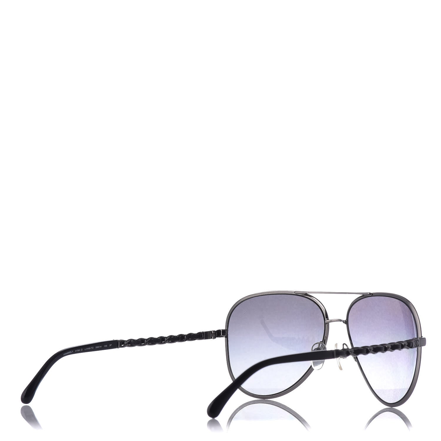 Chanel Lambskin Aviator Chain Sunglasses 4194-Q Black 4 of 7