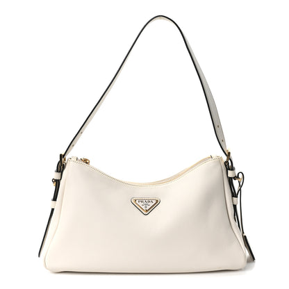 Prada Soft Calfskin Medium Aimee Shoulder Bag White 1 of 10