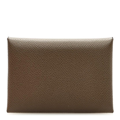 Hermes Epsom Calvi Duo Card Case Etoupe 1 of 6