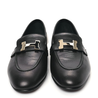 Hermes Goatskin Womens Paris Loafers 36 Black 2 of 9