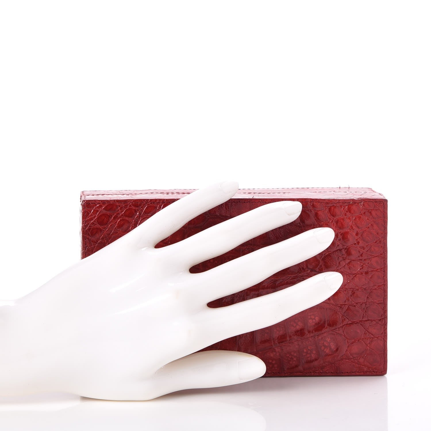 Nancy Gonzalez Crocodile Box Clutch Red 2 of 9