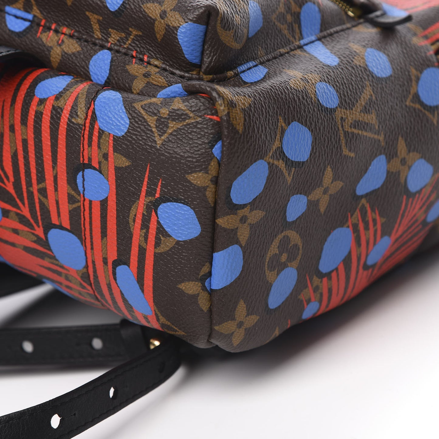 Monogram Jungle Dots Palm Springs Backpack PM Coquelicot Denim