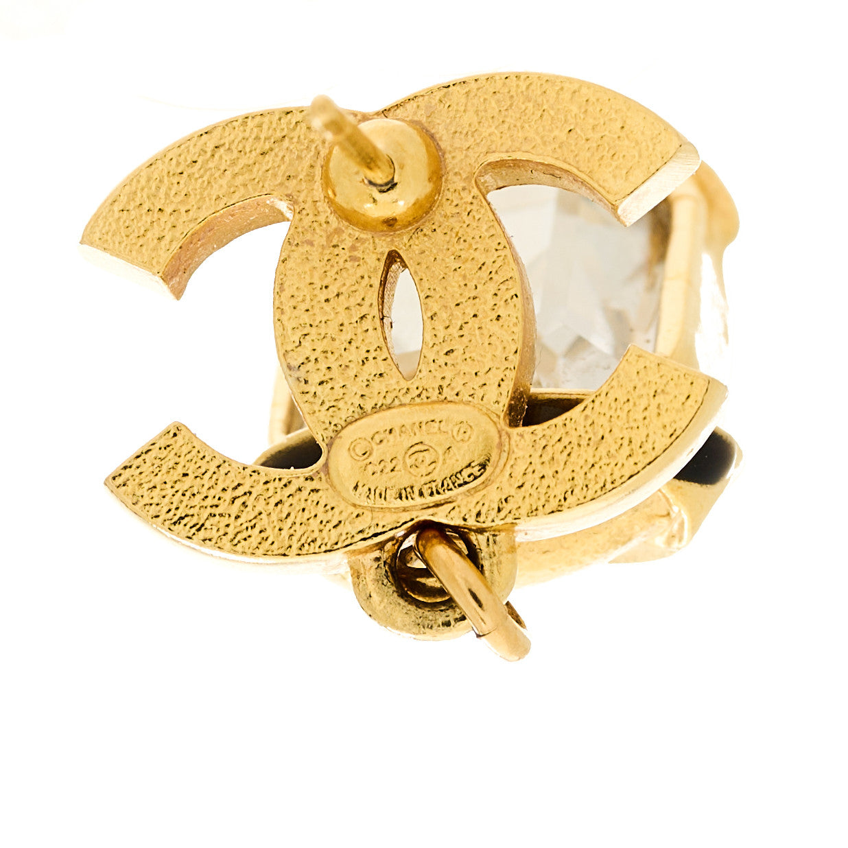 Chanel Crystal Pearl CC Drop Earrings Gold White 4 of 5