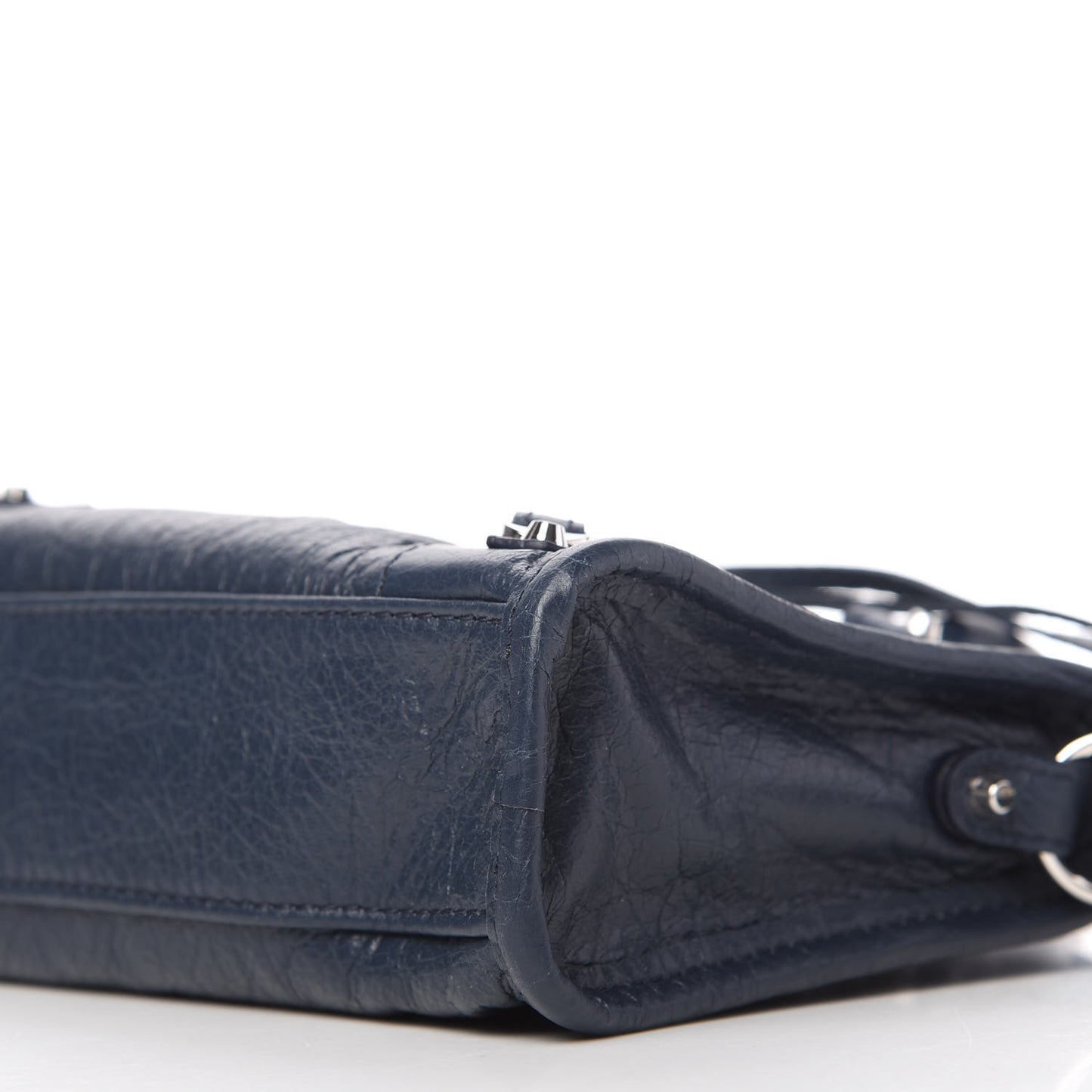 Agneau Classic Silver Hardware Nano City Bleu de Minuit