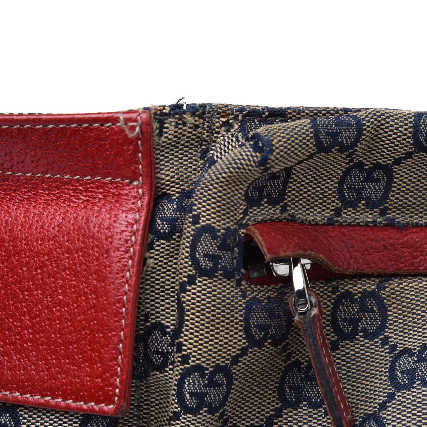 GG Monogram Web Double Pocket Belt Bag Navy Red