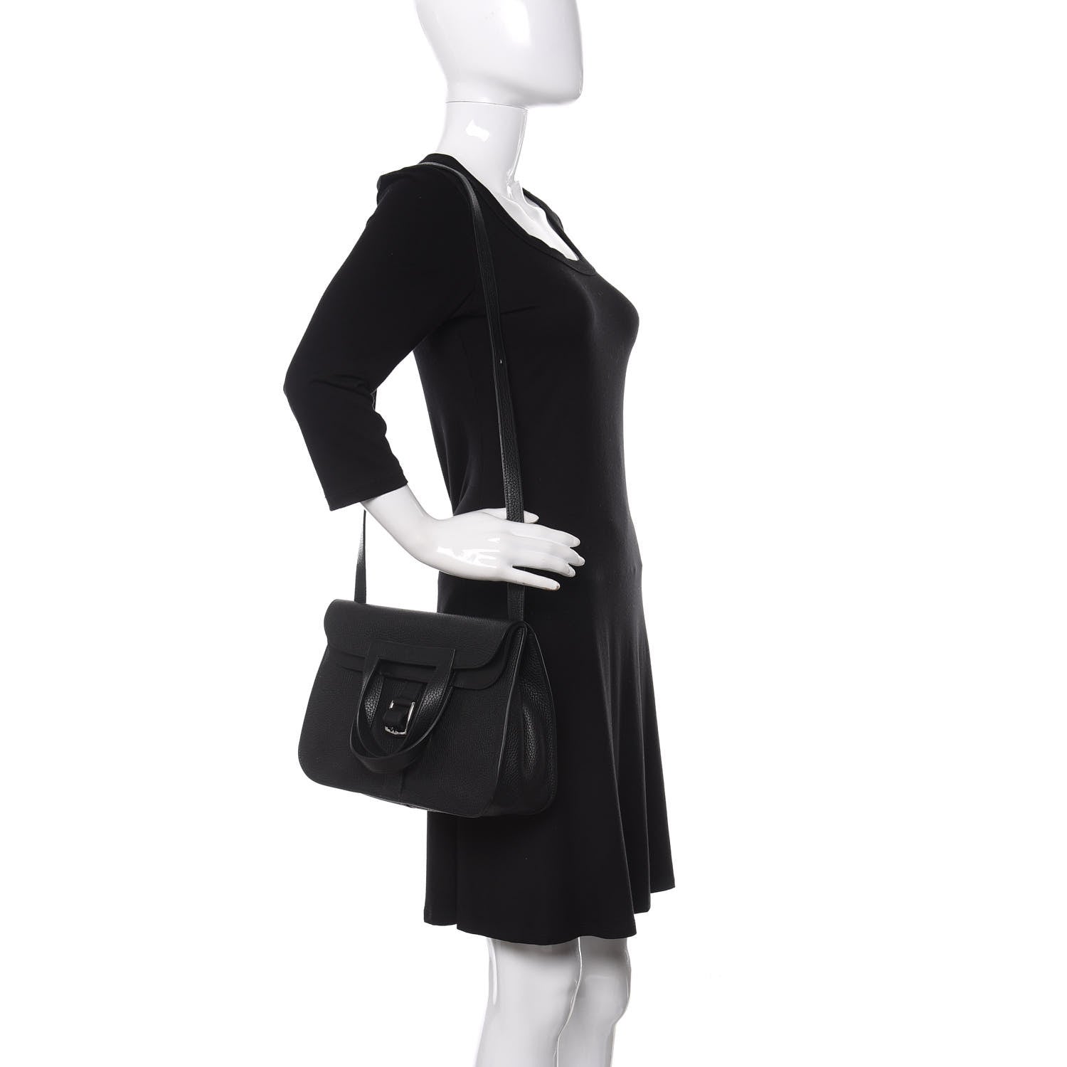 Hermes Taurillon Clemence Halzan 31 GM Black 2 of 17
