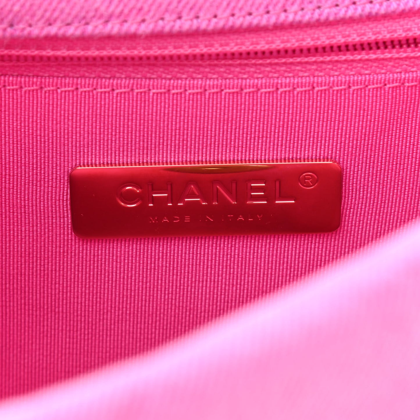 Denim Quilted Medium Chanel 19 Flap Neon Pink