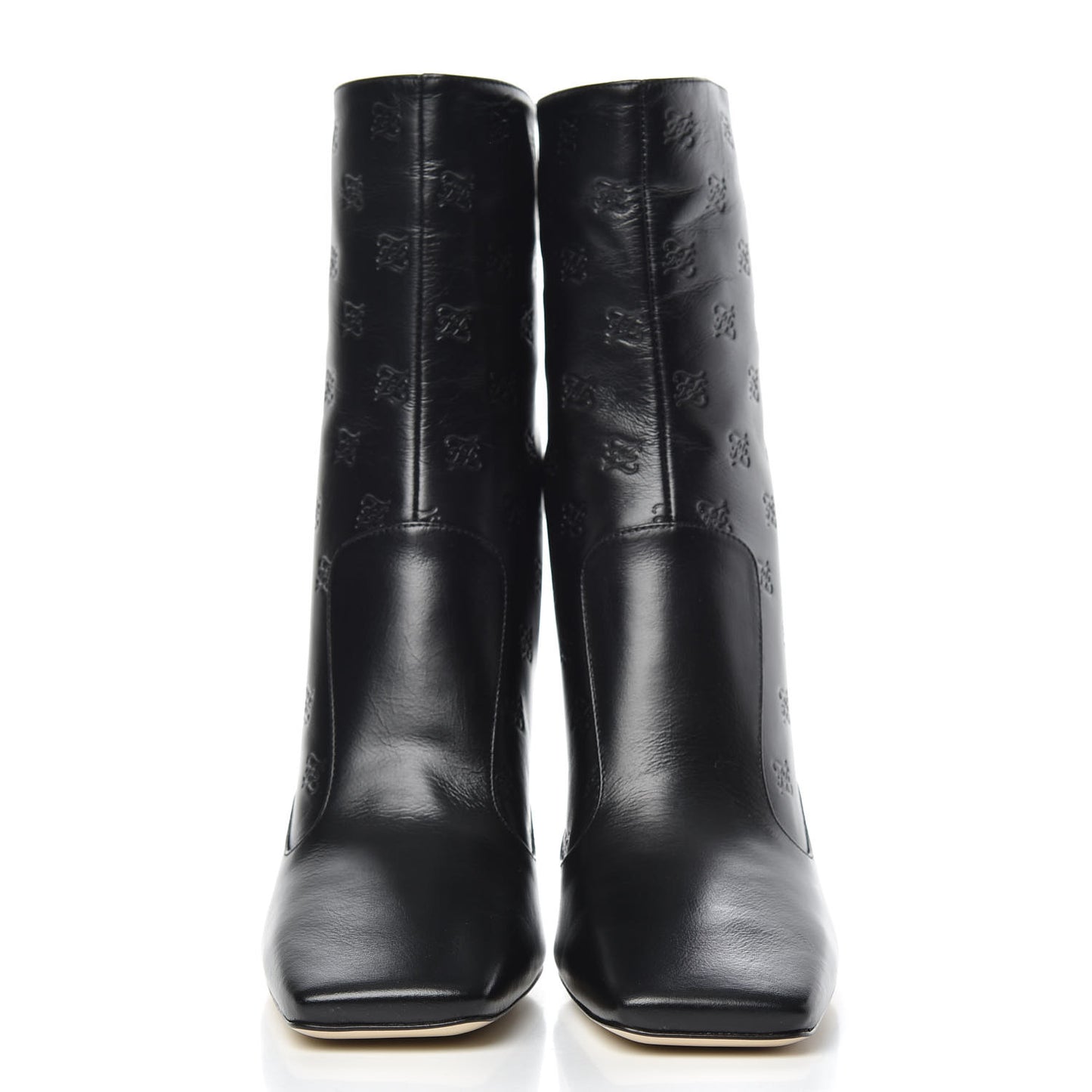Vitello Karligraphy Embossed FFreedom High Heel Ankle Boots 39 Black