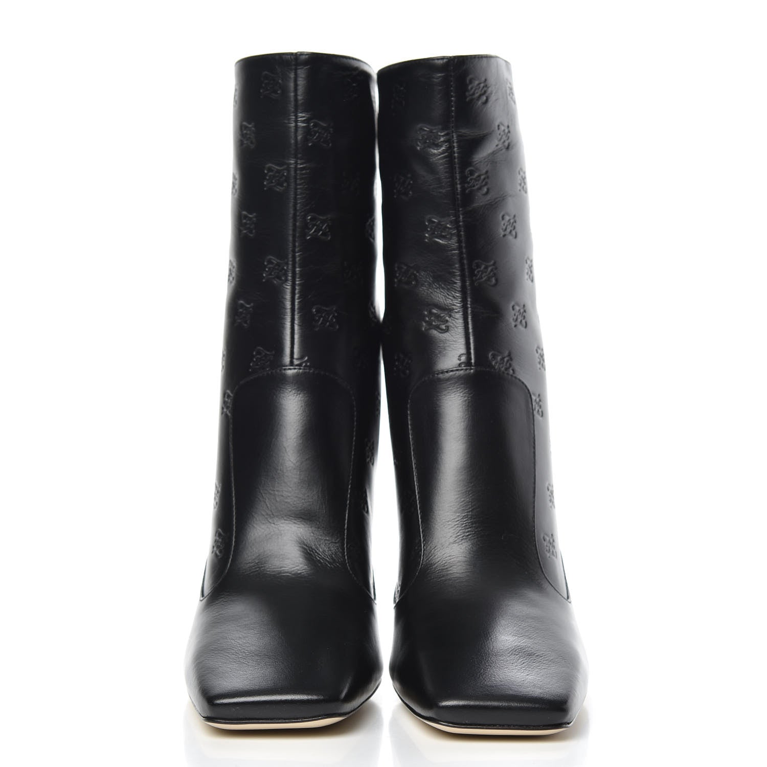 Fendi Vitello Karligraphy Embossed FFreedom High Heel Ankle Boots 39 Black 2 of 8