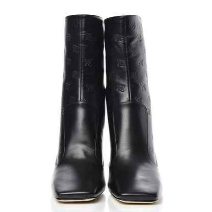 Fendi Vitello Karligraphy Embossed FFreedom High Heel Ankle Boots 39 Black 2 of 8