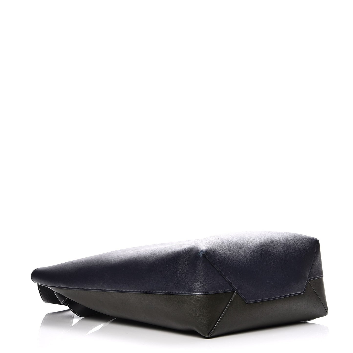 Shiny Smooth Calfskin Small Twisted Cabas Navy Dark Green