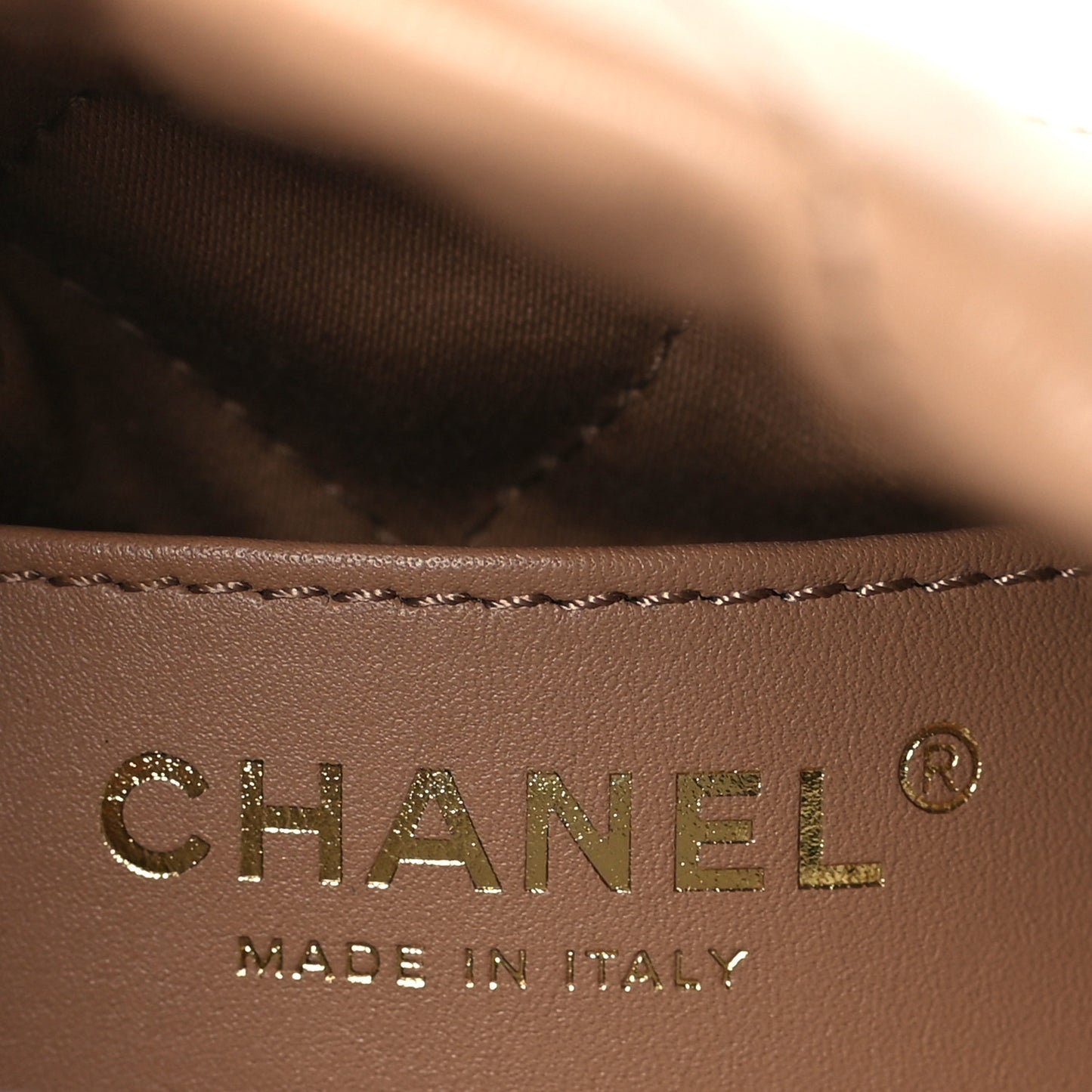 Shiny Calfskin Quilted Mini Chanel 22 Dark Beige