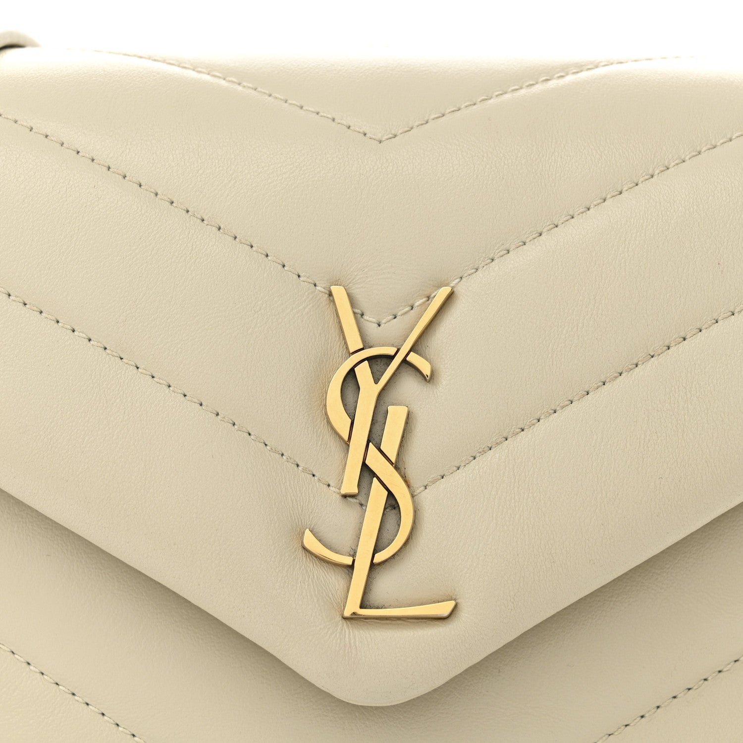 Saint Laurent Calfskin Y Quilted Monogram Toy Loulou Crossbody Bag Crema Soft 8 of 10