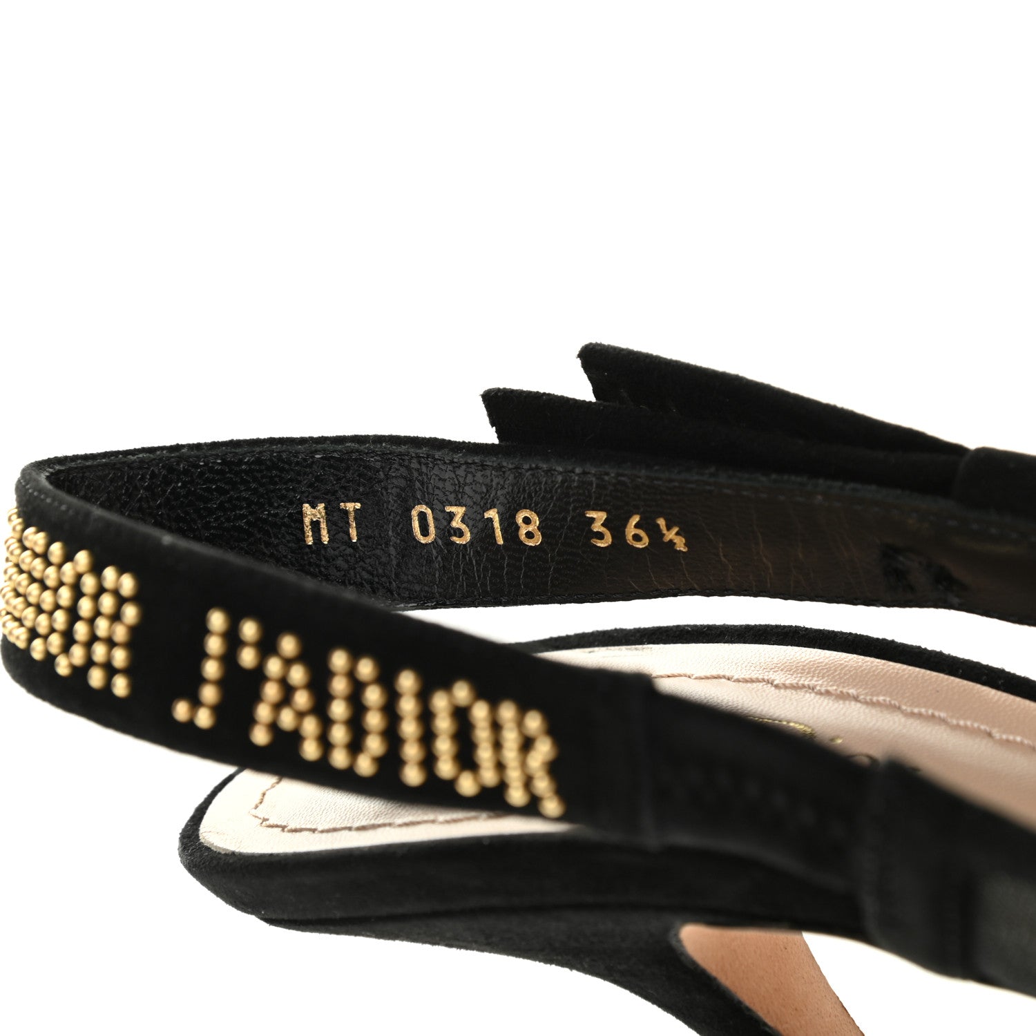 Christian Dior Mesh Plumetis Suede Dotted Studded J'Adoir Slingback 100mm Pumps 36.5 Black Gold 8 of 8