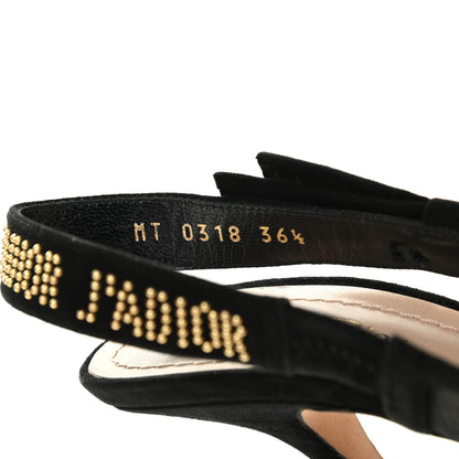 Christian Dior Mesh Plumetis Suede Dotted Studded J'Adoir Slingback 100mm Pumps 36.5 Black Gold 8 of 8