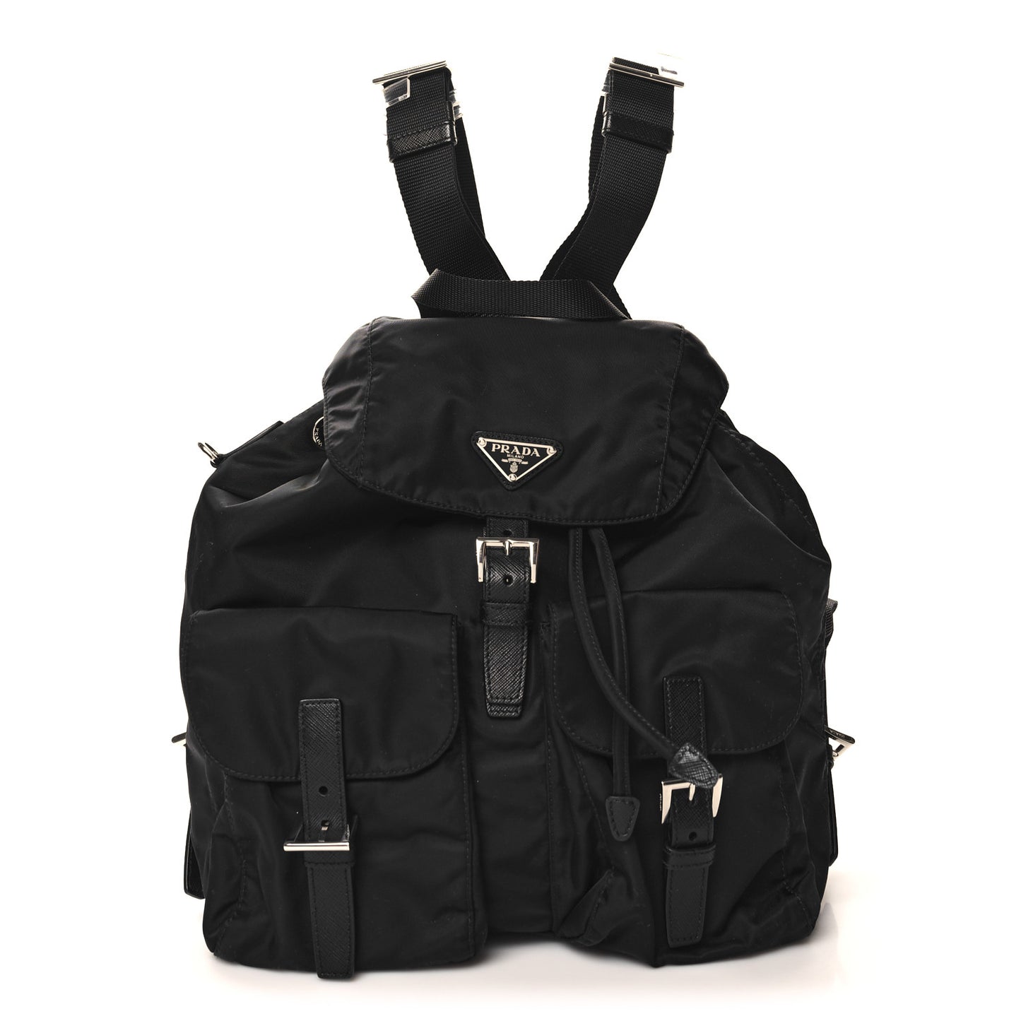 Tessuto Nylon Saffiano Medium Backpack Black