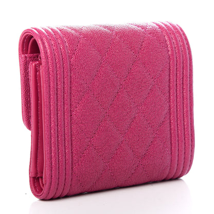 Chanel Caviar Quilted Compact Boy Wallet Dark Pink 3 of 8